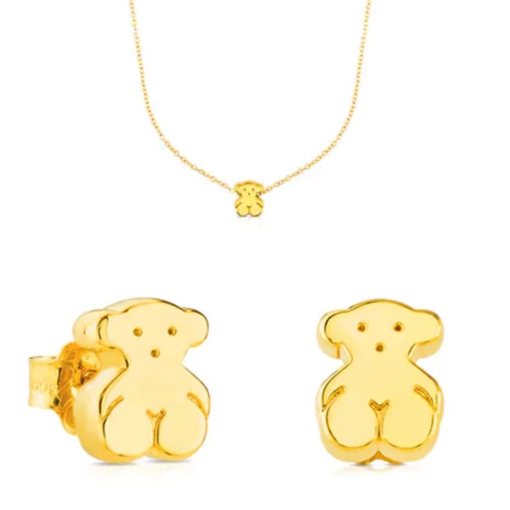 Tous authentic necklace & earrings Bear motif 18K Gold